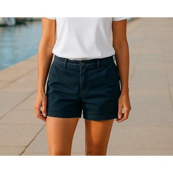 Old Navy Dark Navy Twill Shorts Womens 6 Classic Casual - Picture 1 of 9